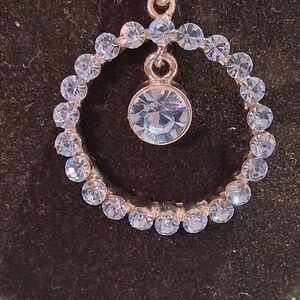 Dazzling Silver Crystal Hoop Pendant